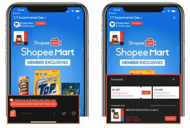 쇼피 라이브의 플래시 세일 기능