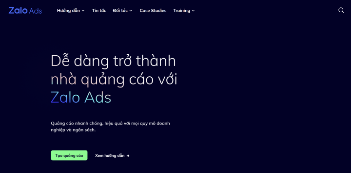 Zalo Ads 홈페이지