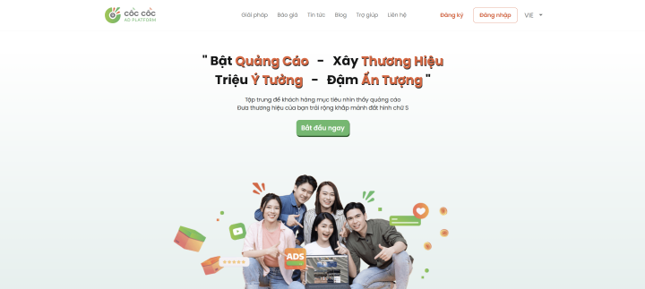 Cốc Cốc Ads 홈페이지